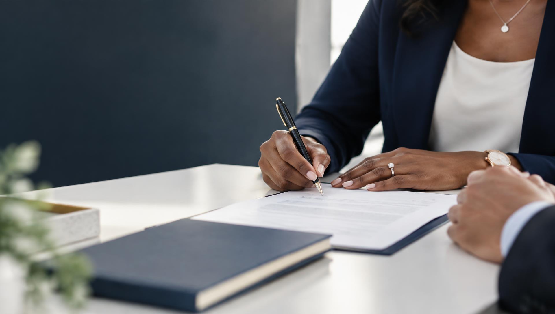 A client signing documents with a notary